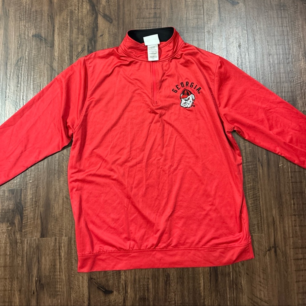 Men’s Champion Georgia Bulldogs 1/4 Zip Golf Pullover Size Large Red Football